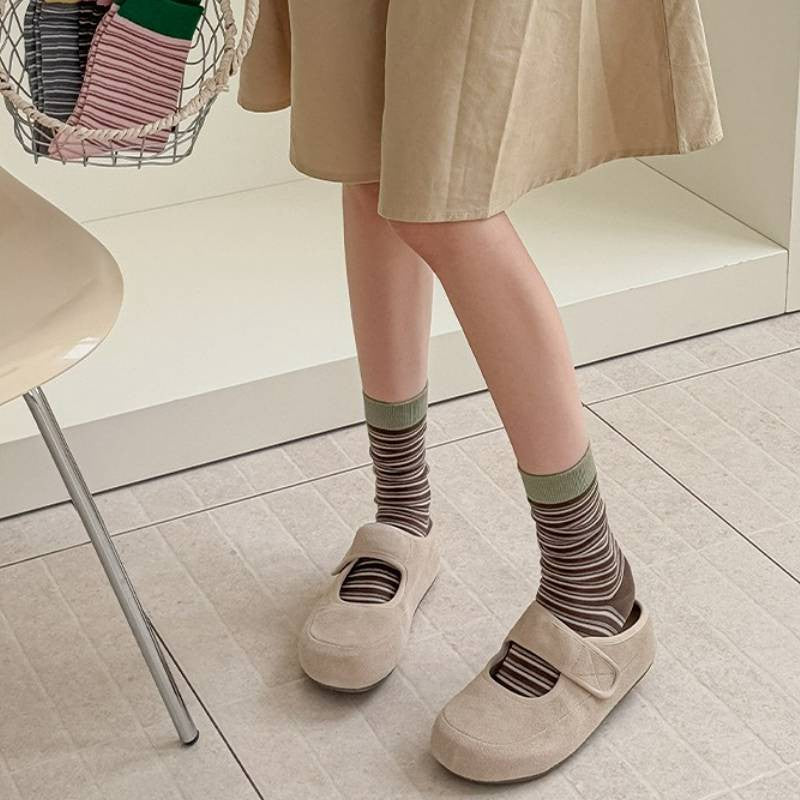 Chaussettes courtes rétro rayées en maille (6 paires) - image 3
