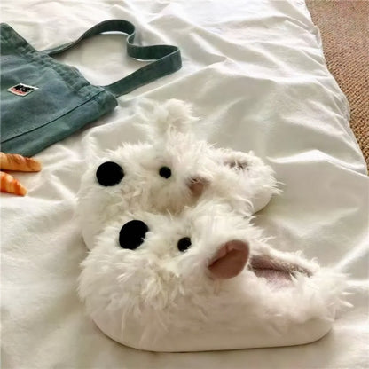 Pantoufles en peluche pour la maison avec chiot confortable - image 5