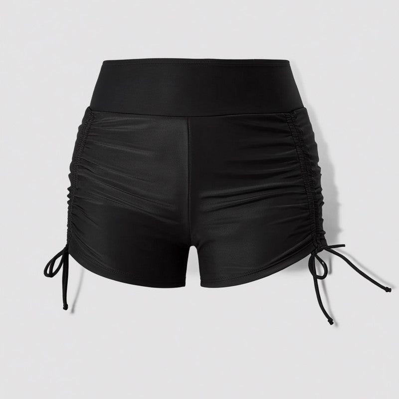 Short de bain noir froncé à taille haute - image 5