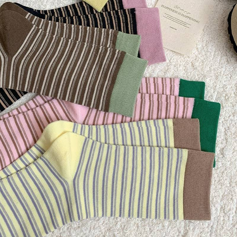 Chaussettes courtes rétro rayées en maille (6 paires) - image 13