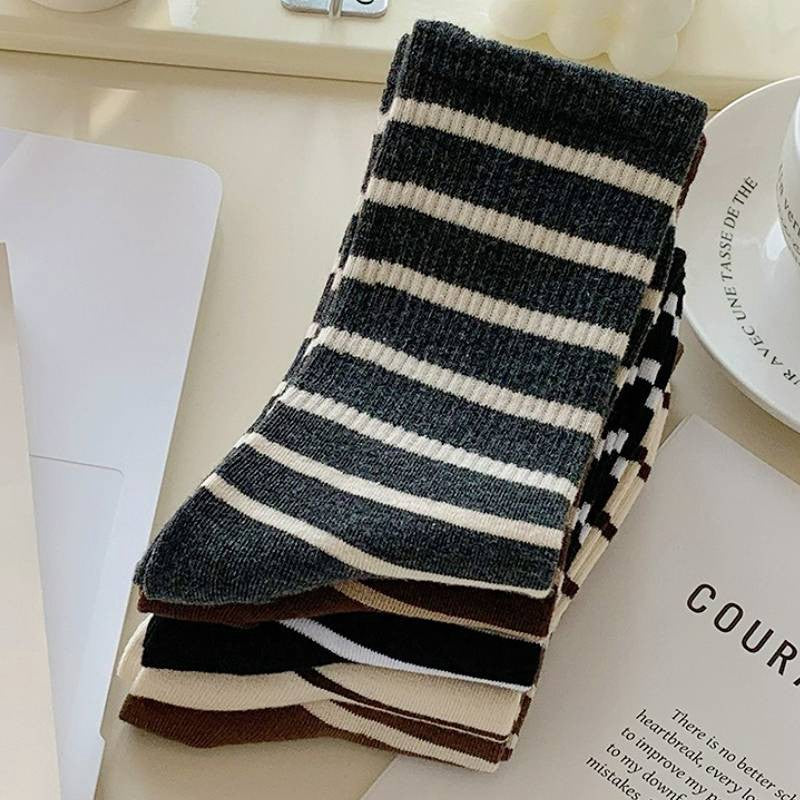 Chaussettes basses rétro rayées en coton (5 paires) - image 3