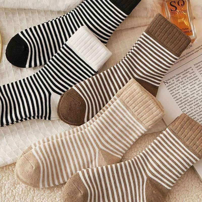 Chaussettes courtes rayées en éponge douces (5 paires) - image 6