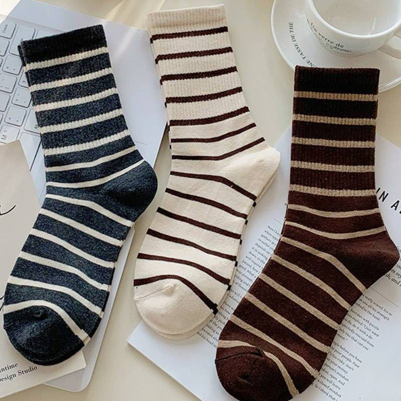 Chaussettes basses rétro rayées en coton (5 paires) - image 2