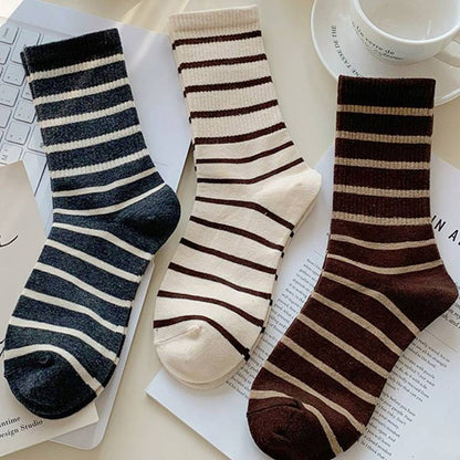 Chaussettes basses rétro rayées en coton (5 paires) - image 2