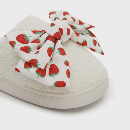 Pantoufles à nœud fraise - image 4