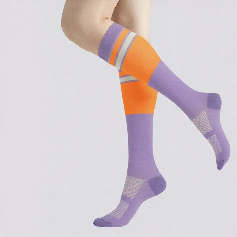 Chaussettes de compression rétro à blocs de couleurs (4 paires) - image 1