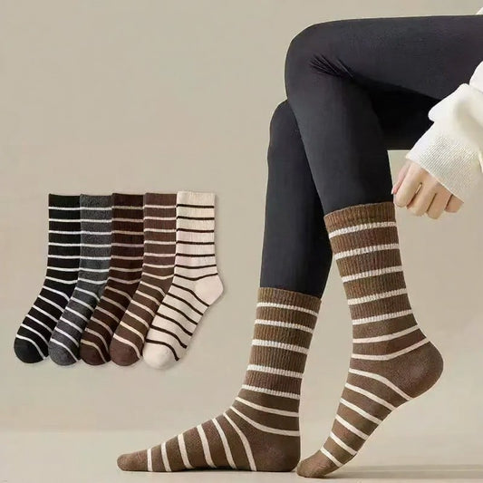 Chaussettes basses rétro rayées en coton (5 paires) - Multicolore - EU36-41(US3-7.5) - image 0