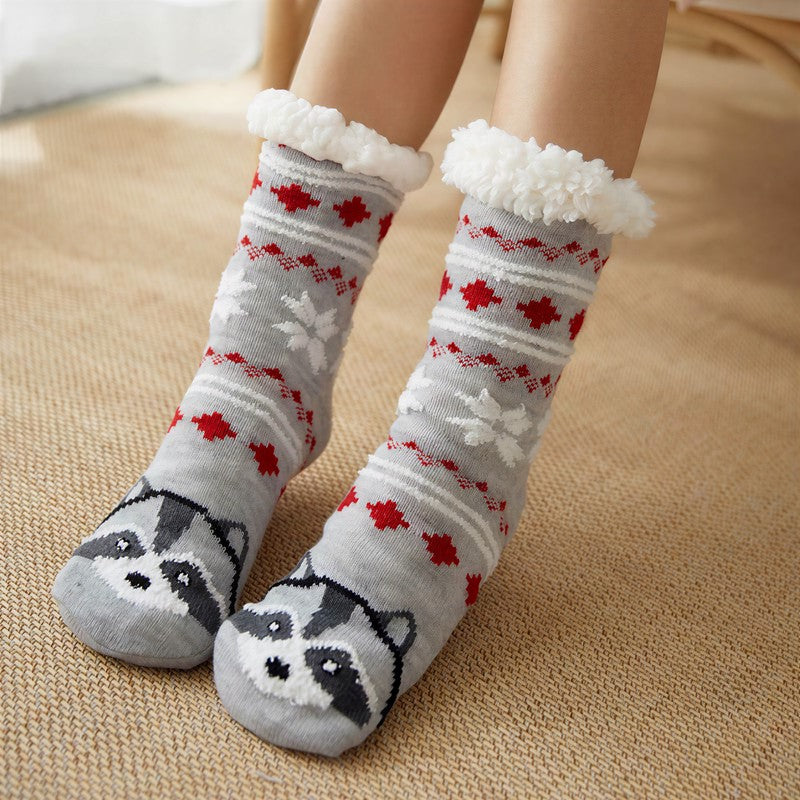 Chaussettes-chaussons d'intérieur Nordic Fox Cozy Sherpa à revers - Gris clair - 42(US2-8) - image 0