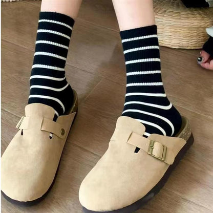 Chaussettes basses rétro rayées en coton (5 paires) - image 1