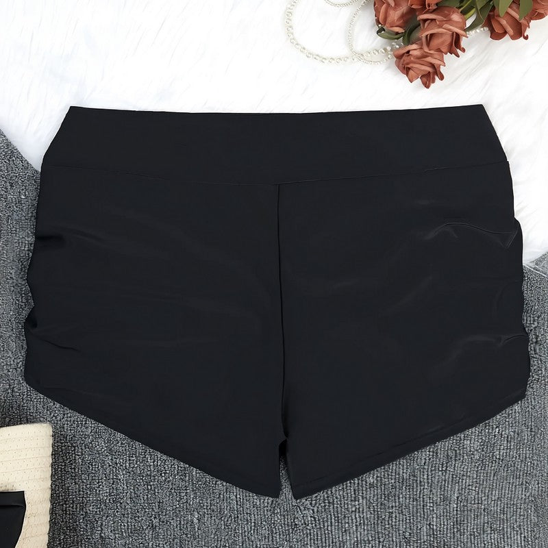 Short de bain noir froncé à taille haute - image 4