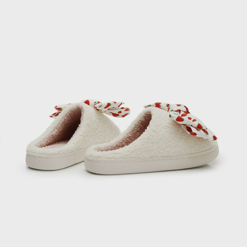 Pantoufles à nœud fraise - image 3
