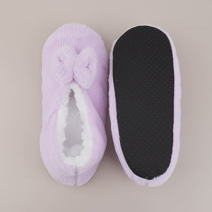 Chaussettes-chaussons en peluche à nœud lavande - image 5