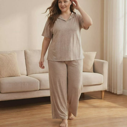 Ensemble pyjama ample à capuche - Abricot - 4XL - image 0