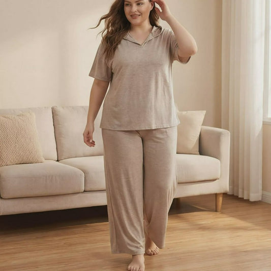 Ensemble pyjama ample à capuche - Abricot - 4XL - image 0