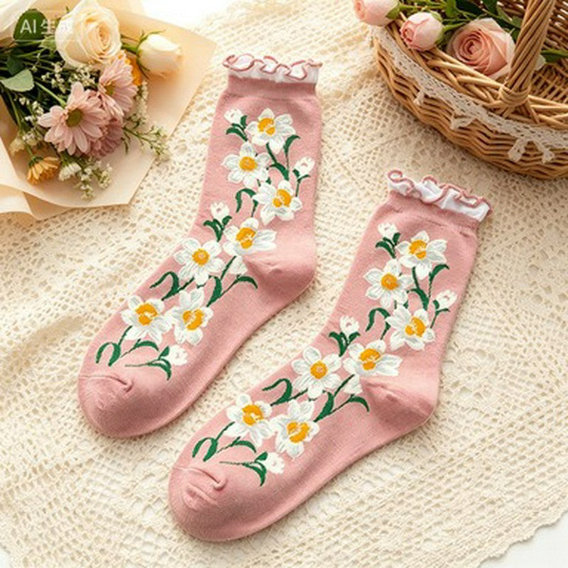 Chaussettes Daisy Ruffle Everyday Crew (5 paires) - Rose - 40 (US2-7) - image 2