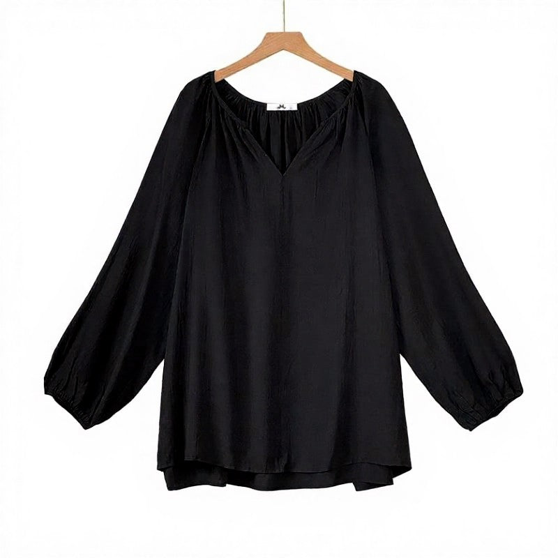 Chemisier élégant à col V froncé et manches lanternes - Ensemble haut + pantalon - 6XL - image 0