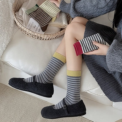 Chaussettes courtes rétro rayées en maille (6 paires) - image 4