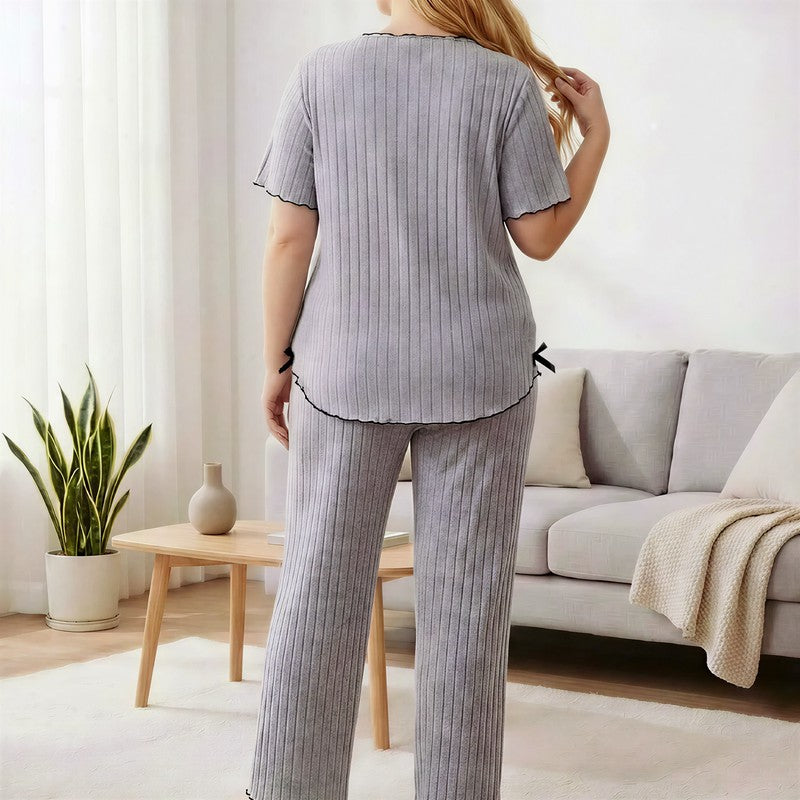 Ensemble pyjama à nœud lavande - Violet - 4XL - image 3