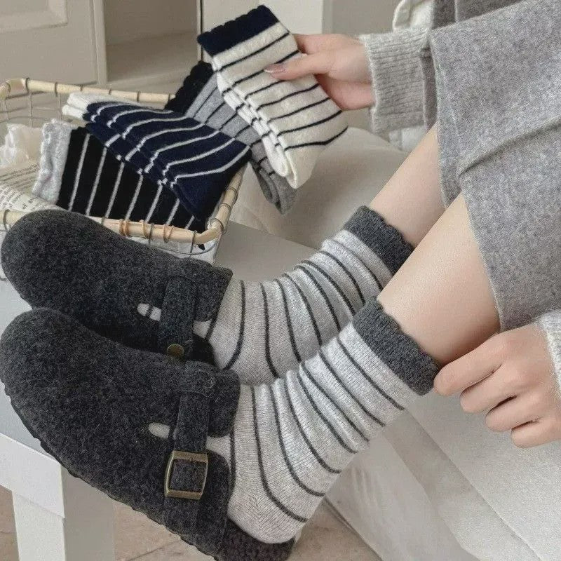 Chaussettes courtes rayées confortables en maille (5 paires) - Multicolore - EU36-42(US3-8.5) - image 0