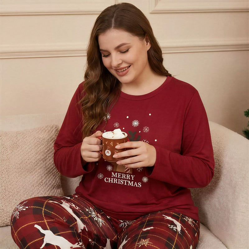 Ensemble pyjama à carreaux Joyeux Noël - Rouge - 4XL - image 1