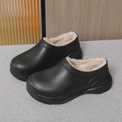Chaussures de travail d'hiver confortables, doublées de peluche douce et faciles à enfiler - Noir - EU44-45(US10-11) - image 2