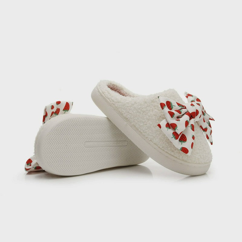 Pantoufles à nœud fraise - image 2