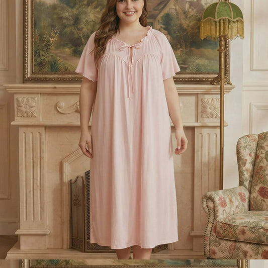 Nuisette rose poudré à nouer sur le devant - Rose - 4XL - image 0